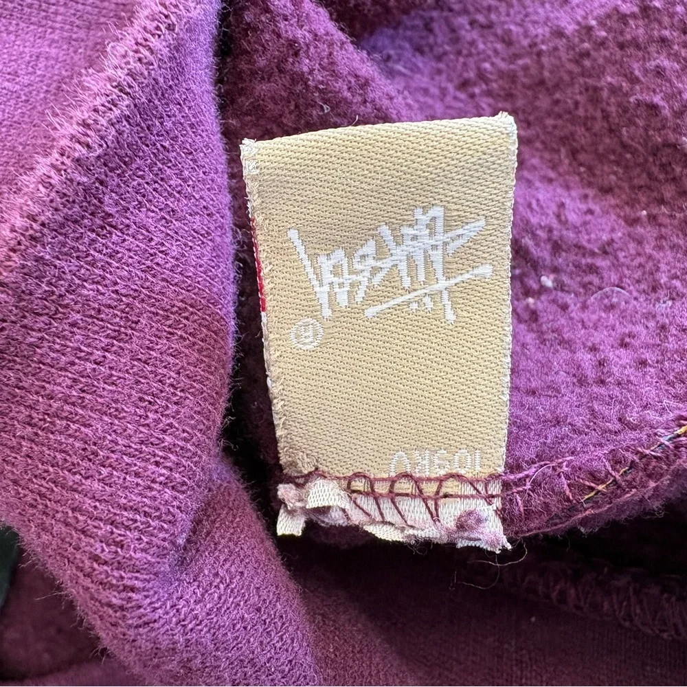 Stussy Men's Sweatshirt Crew Neck Purple Graphic Sweatshirt Eggplant Brass Sz. M - Picture 6 of 7